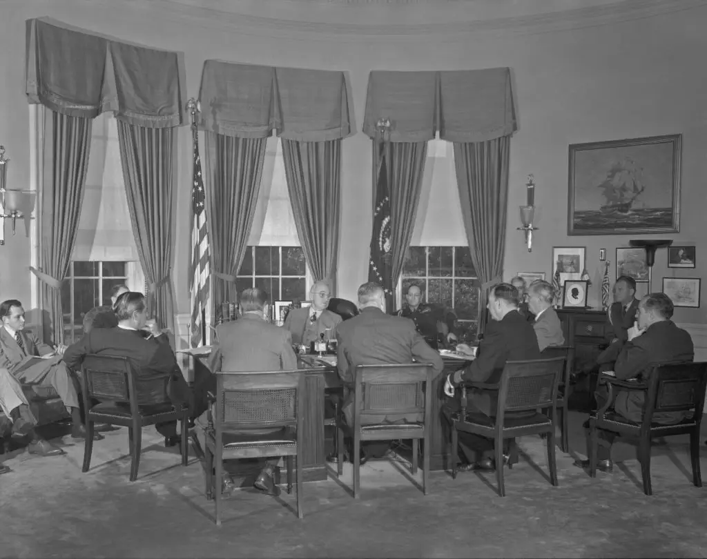 Harry Truman in the Oval Office.