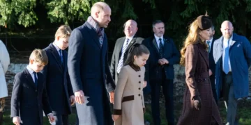 Photos show Kate Middleton, King Charles, and other royal family members in color-coordinated Christmas looks