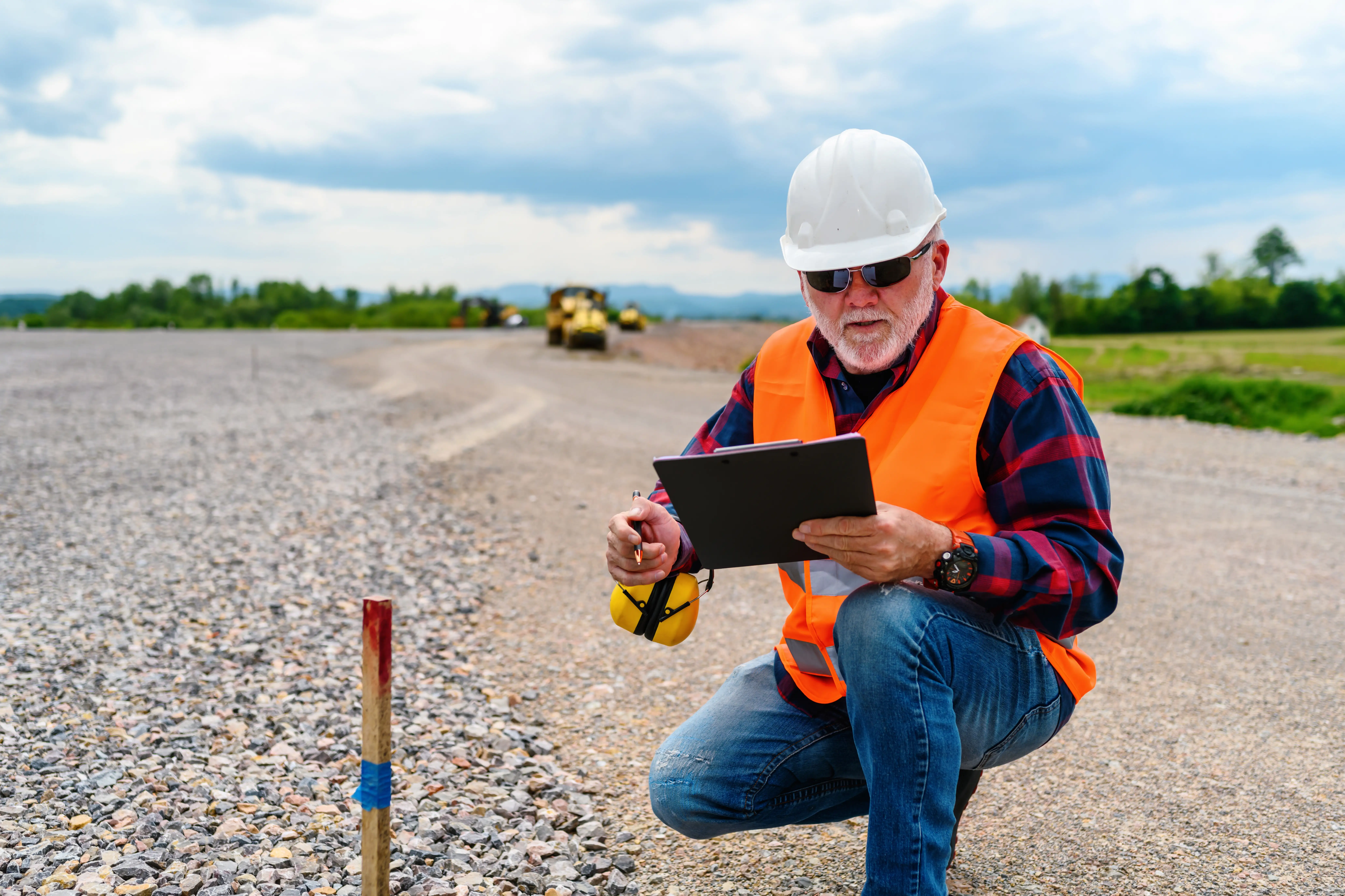 Older man at a construction site