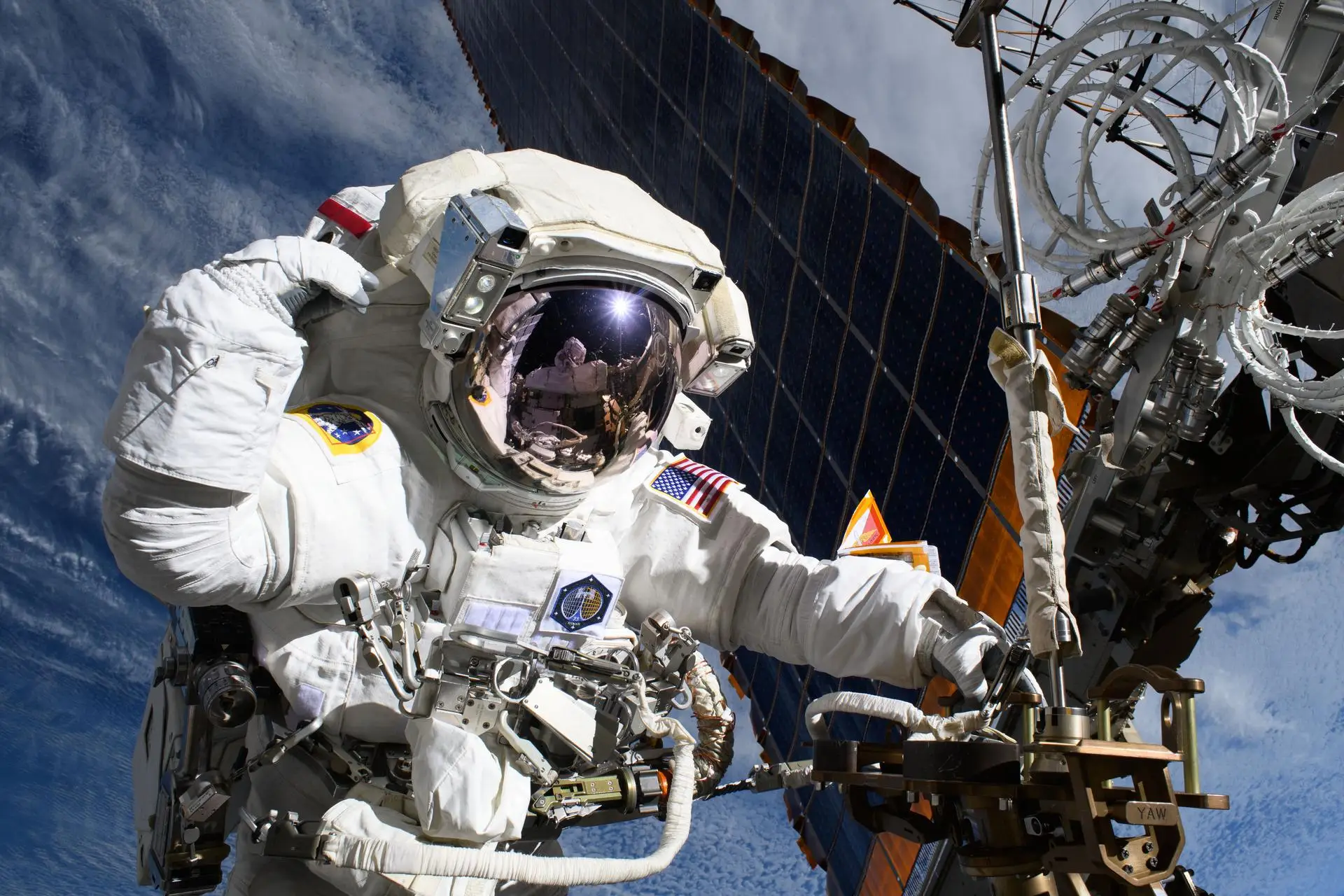 Astronaut Anne McClain on the International Space Station in May 2025.