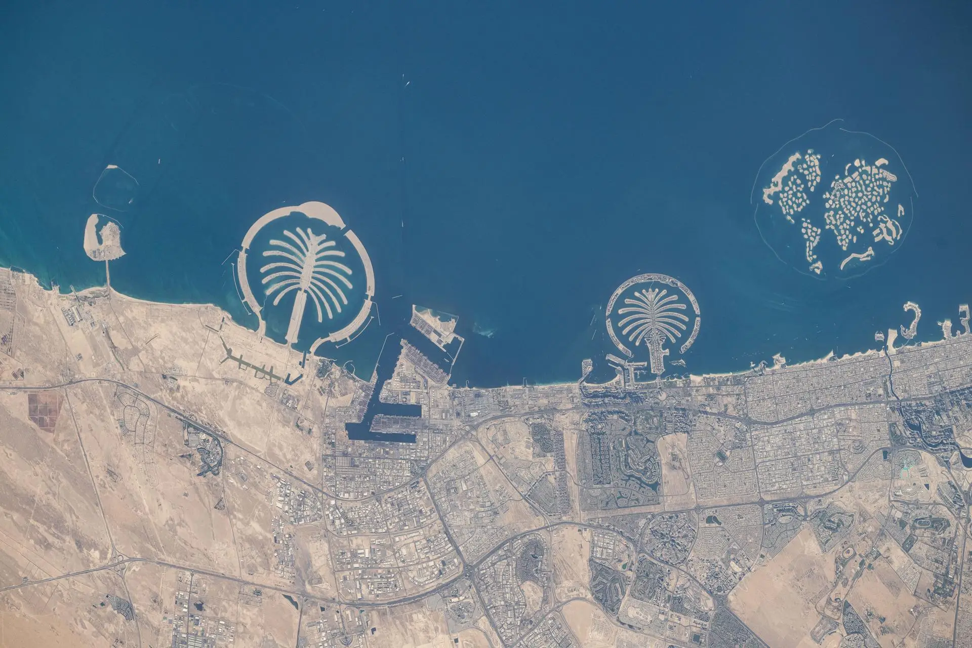 Dubai's manmade islands visible from the International Space Station.
