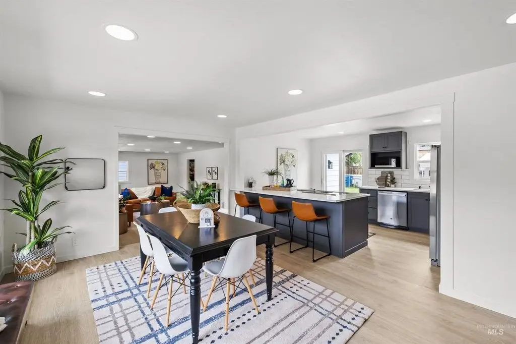 An eating area and kitchen in a home.