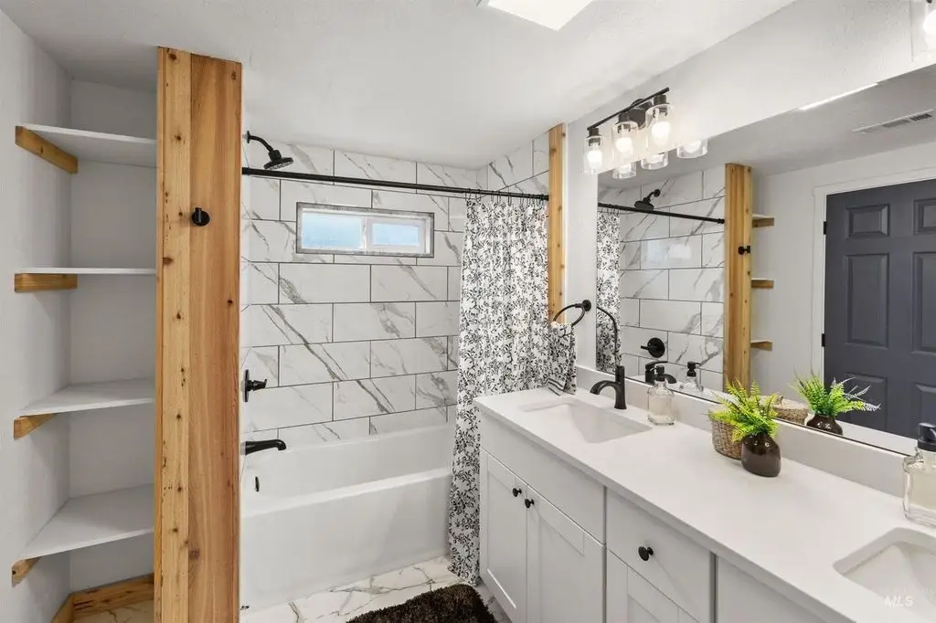 A renovated bathroom in a home.