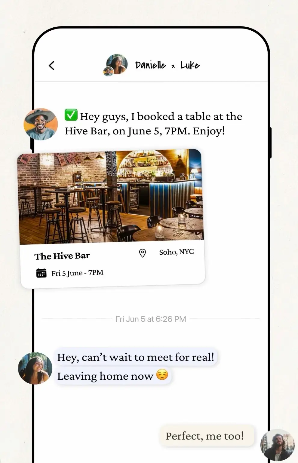 The Amata app interface is pictured.