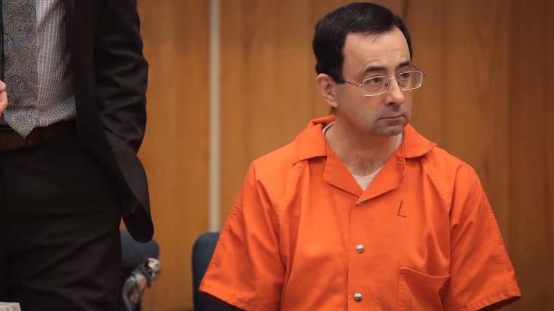  Larry Nassar sits in court listening to statements before being sentenced by Judge Janice Cunningham for three counts of criminal sexual assault in Eaton County Circuit Court on February 5, 2018 in Charlotte, Michigan.