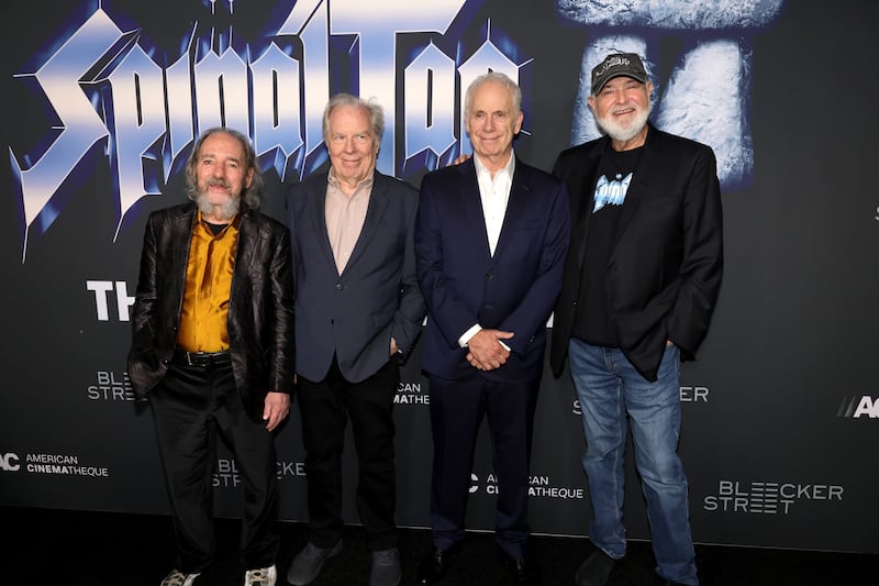 Harry Shearer, Michael McKean, Christopher Guest and Rob Reiner arrive at the premiere of "Spinal Tap II: The End Continues" at The Egyptian Theatre Hollywood on September 09, 2025 in Los Angeles, California.