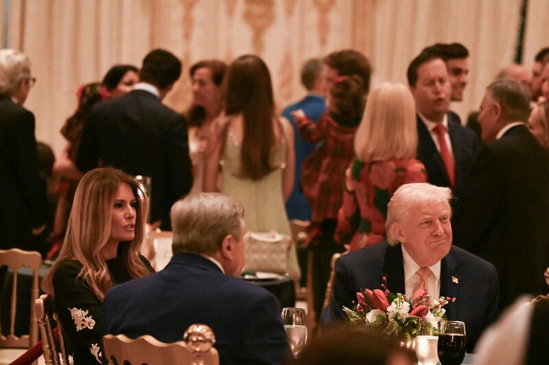 Trump, Melania and her father Viktor Knavs attended a Christmas dinner at his Mar-a-Lago resort on Wednesday.