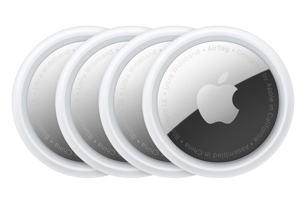 A four pack of apple airtags