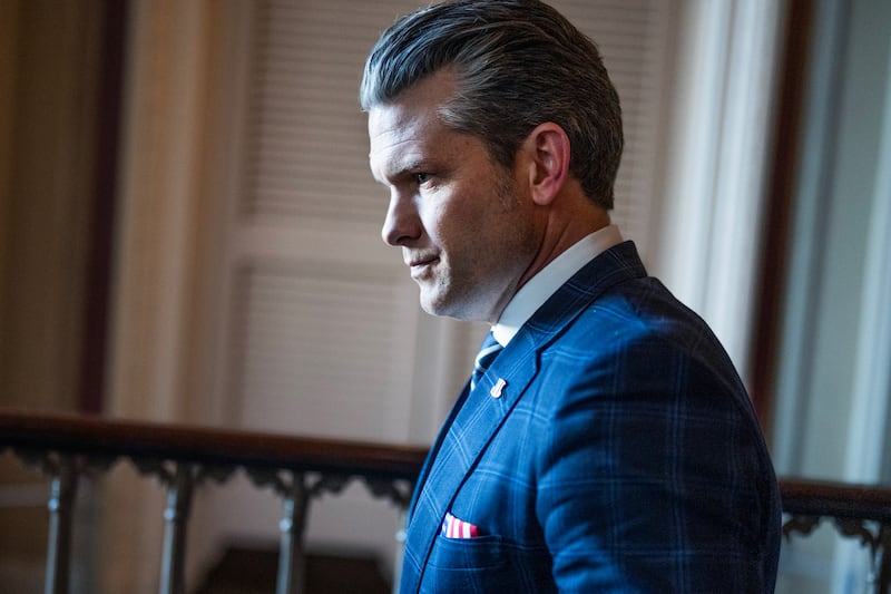 Defense Secretary Pete Hegseth arrives to the U.S. Capitol for a briefing with Senate leaders on Tuesday, December 9, 2025.