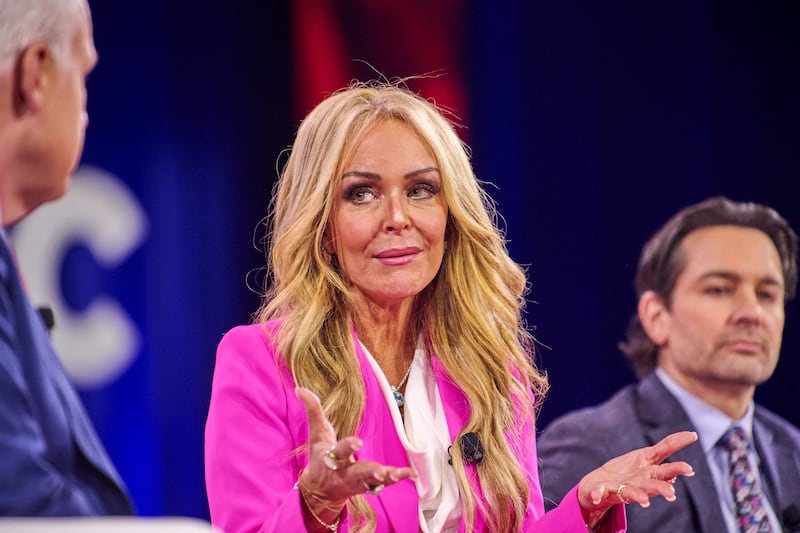 Gina Loudon speaks at the annual CPAC DC conference  at the Gaylord National Resort in Oxon Hill, MD on Friday, 21, 2025. (Photo by Dominic Gwinn / Middle East Images / Middle East Images via AFP) (Photo by DOMINIC GWINN/Middle East Images/AFP via Getty Images)