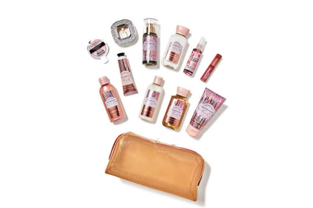A gift set of Bath & Body Work products.