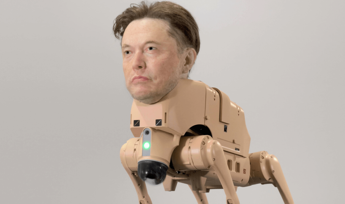 These Robot Dogs Wear Billionaire Masks and Poop Out NFTs. Because 2025 Is a Fever Dream.