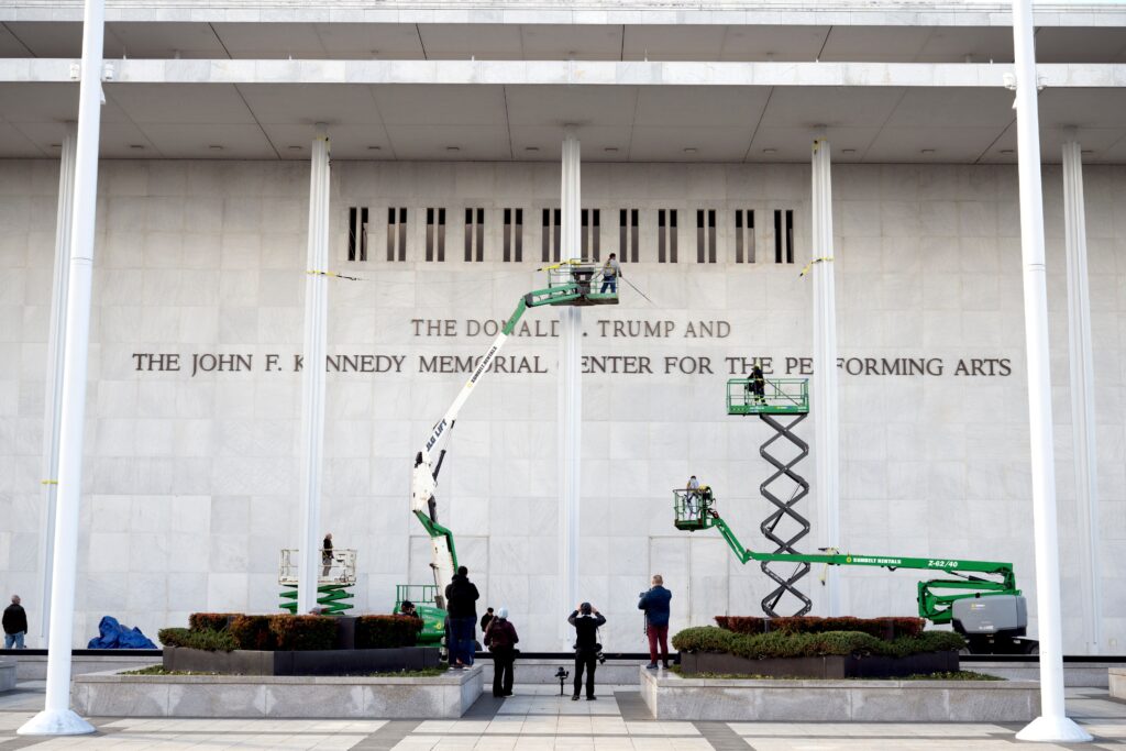 Kennedy Center adds Trump’s name to building, despite legal concerns