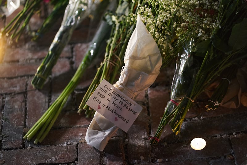 Memorial for Brown University shooting victims.