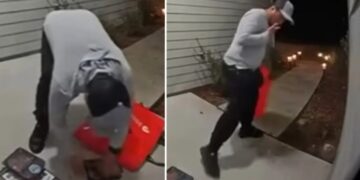 DoorDash driver licks chicken wing sauce off fingers during delivery at Florida home: video