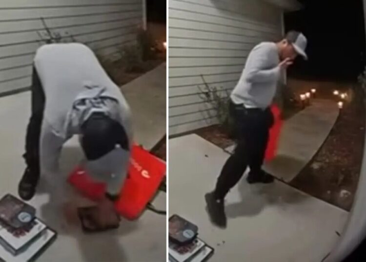 DoorDash driver licks chicken wing sauce off fingers during delivery at Florida home: video