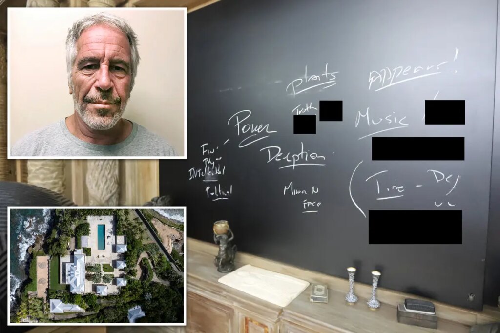 Read the eerie messages scrawled on blackboard at Jeffrey Epstein’s private island