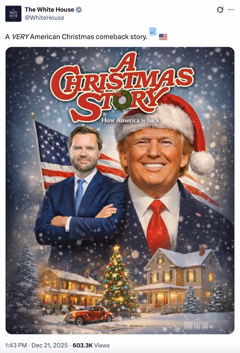 White House X account donald trump and jd vance