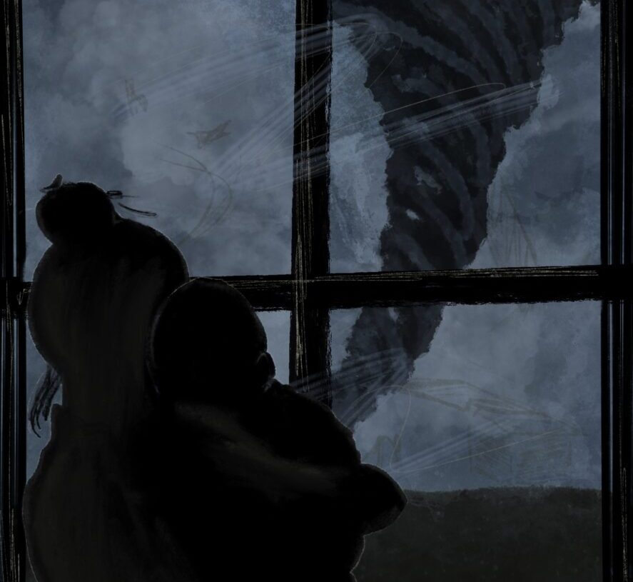 A tornado was coming. I was holding my baby, and a tornado was coming.