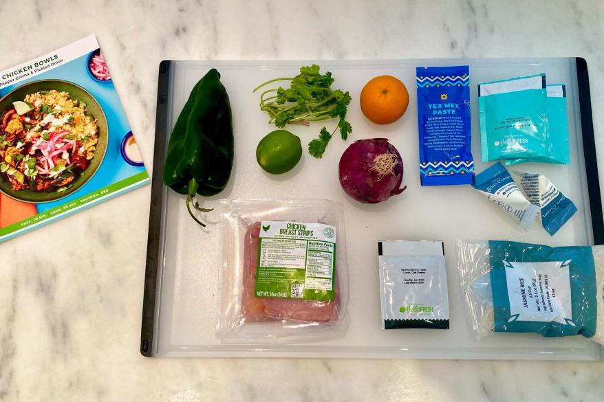 A tray with various food items on it