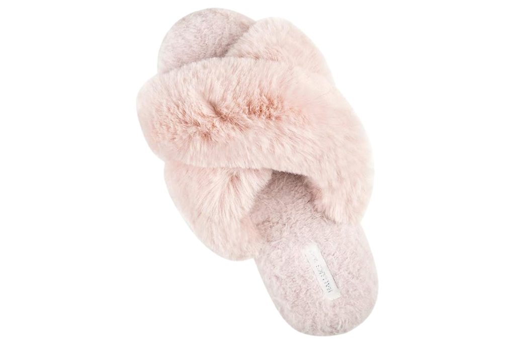 HALLUCI Cross Band Soft Plush Fleece Slippers