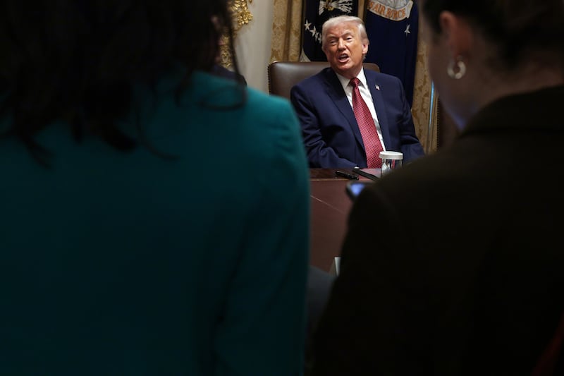 U.S. President Donald Trump lashes out at an ABC reporter during his roundtable with farmers.