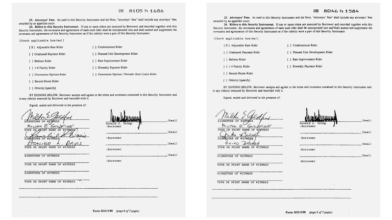 In 1993, Donald Trump signed two Palm Beach mortgages weeks apart, swearing each was his principal residence, but records show both houses were rented out.
