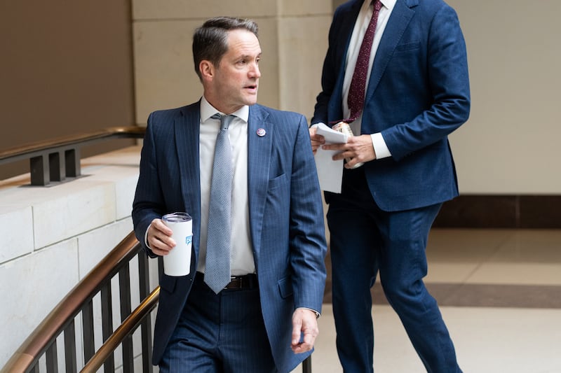 Democratic Rep. Jim Himes arriving for the briefing from Adm. Frank "Mitch" Bradley on December 4, 2025, on military strikes on alleged drug-smuggling boats in the Caribbean.