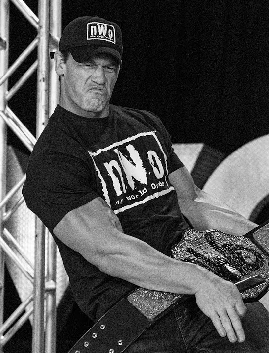John Cena makes his entrance at WrestleMania 36 in an nWo shirt.