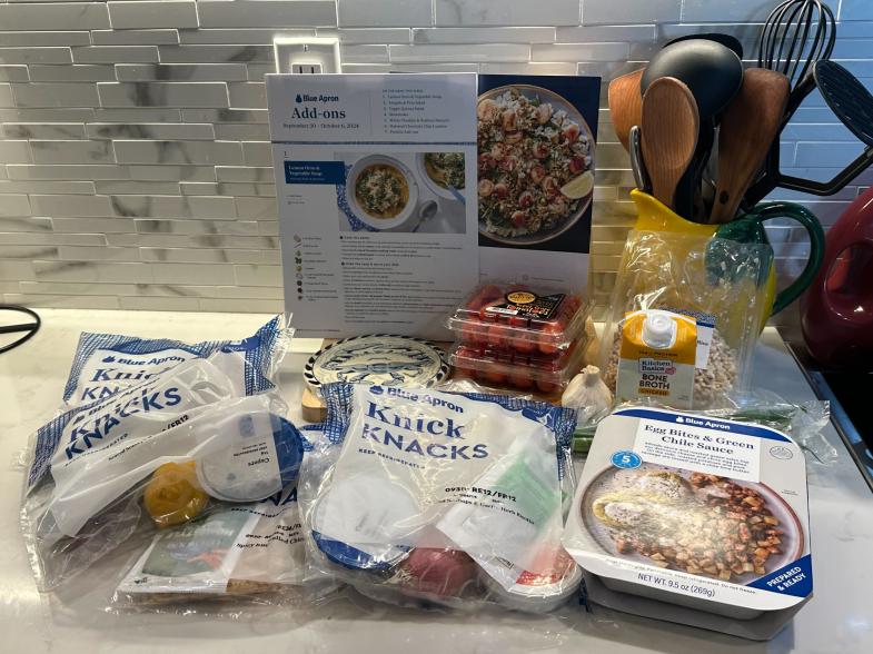 A group of food items displayed on a counter