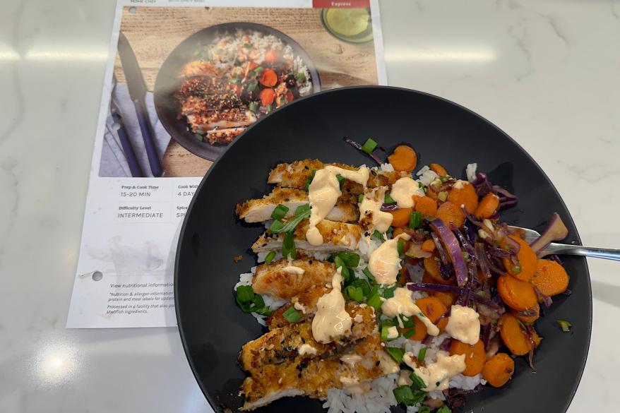 A plate of food on a table