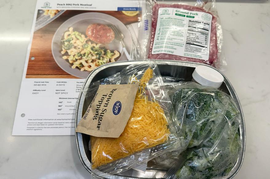 A tray of food on a table