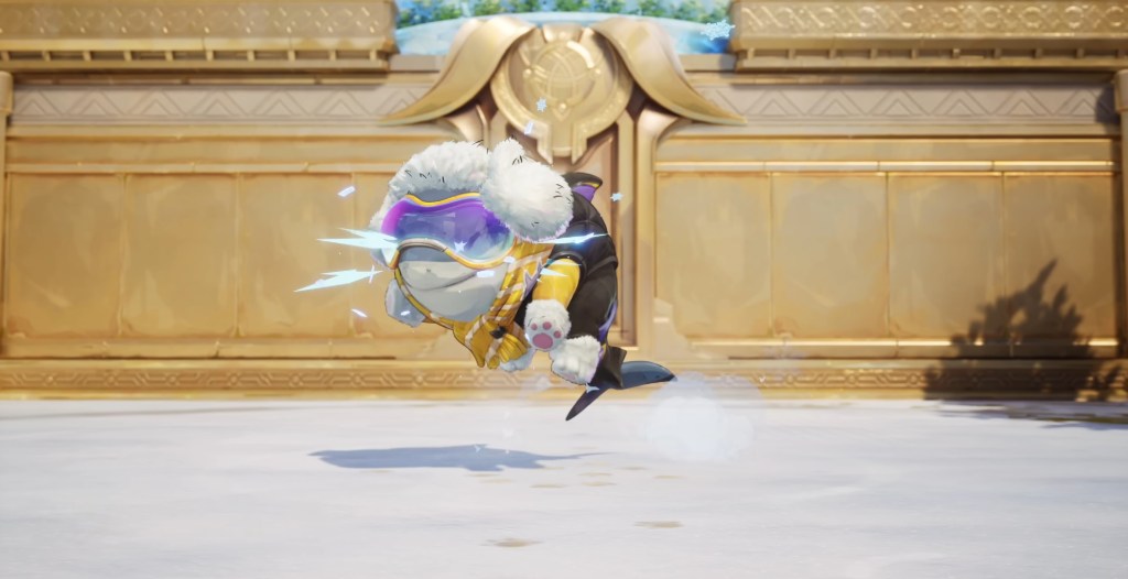 Jeff the Land Shark chomping on a snowflake in Marvel Rivals