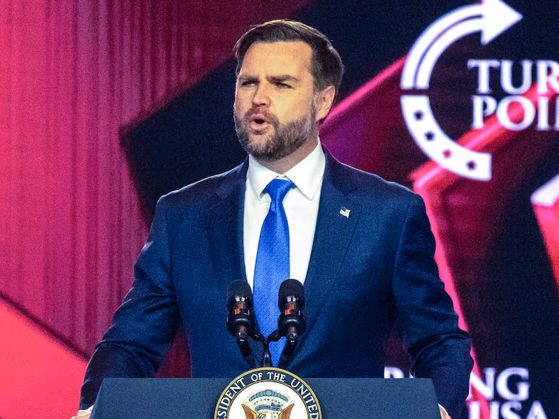 US Vice President JD Vance speaks at the Turning Point's annual AmericaFest conference, in remembrance of late right-wing political activist Charlie Kirk, in Phoenix, Arizona on December 21, 2025. Kirk was shot dead on a Utah college campus in September, sparking a wave of grief among conservatives, and threats of a clampdown on the 