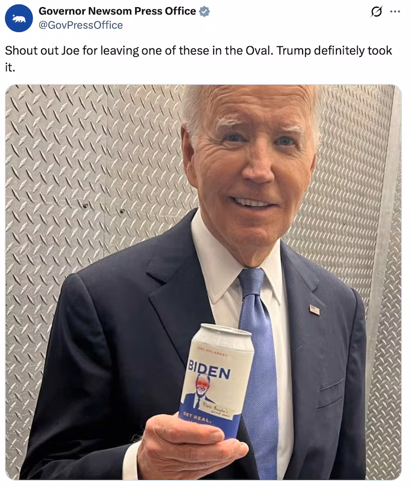 Gavin Newsom trolls Donald Trump on X after his address to the nation.