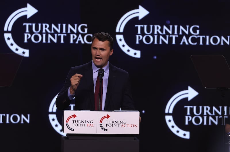 k, founder and executive director of Turning Point USA, speaks during a Turning Point PAC town hall at Dream City Church on June 06, 2024 in Phoenix, Arizona. Former U.S. President Donald Trump delivered remarks and took questions from the audience during a 'chase the vote' town hall.  (Photo by Justin Sullivan/Getty Images)