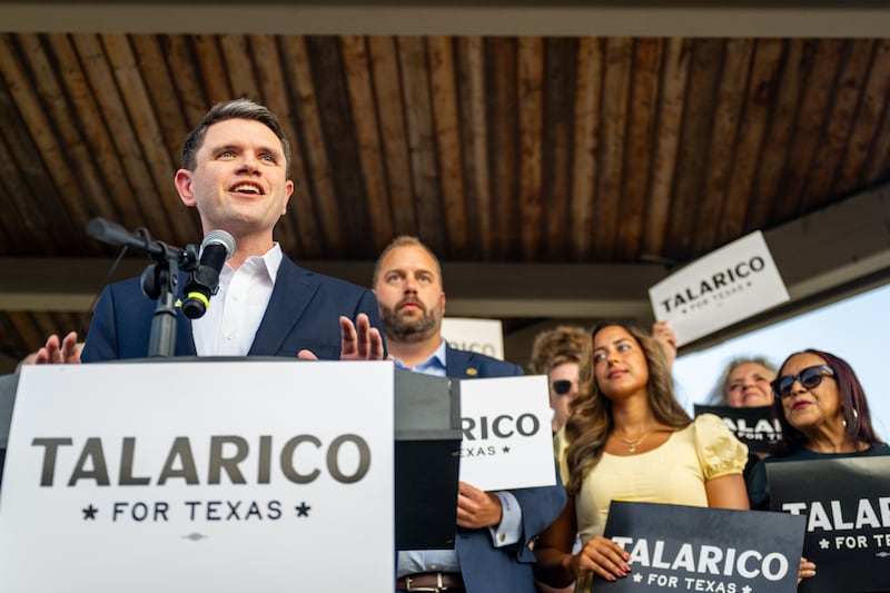 Democratic Texas State Rep. James Talarico speaks during a campaign rally on September 9, 2025 in Round Rock, Texas, after announcing his bid for the U.S. Senate.