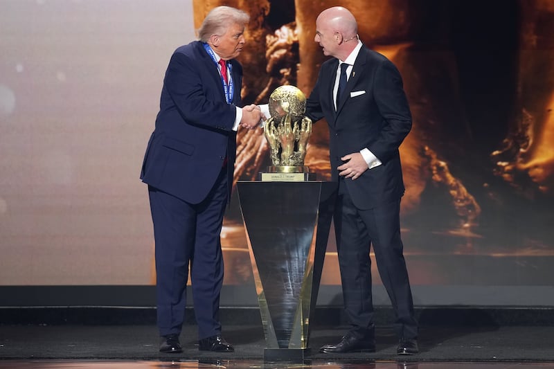 Infantino, who has been sucking up to Trump for several months now, awarded him the first ever FIFA Peace Prize, which he reportedly rushed to create after Trump didn't win the Nobel Peace Prize.