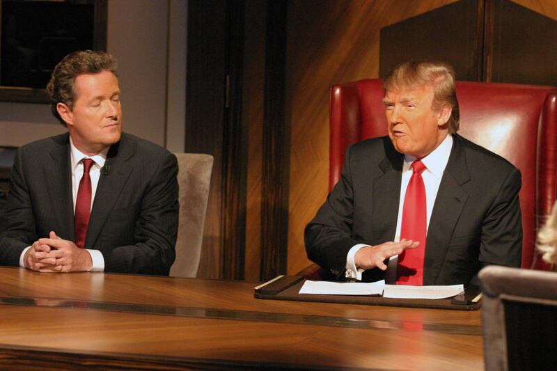 NEW YORK, NY - May 10: ( MANDATORY CREDIT Bill Tompkins/Getty Images )  Piers Morgan and Donald Trump during the Season Finale of the Celebrity Apprentice on May 10, 2009 in New York City.