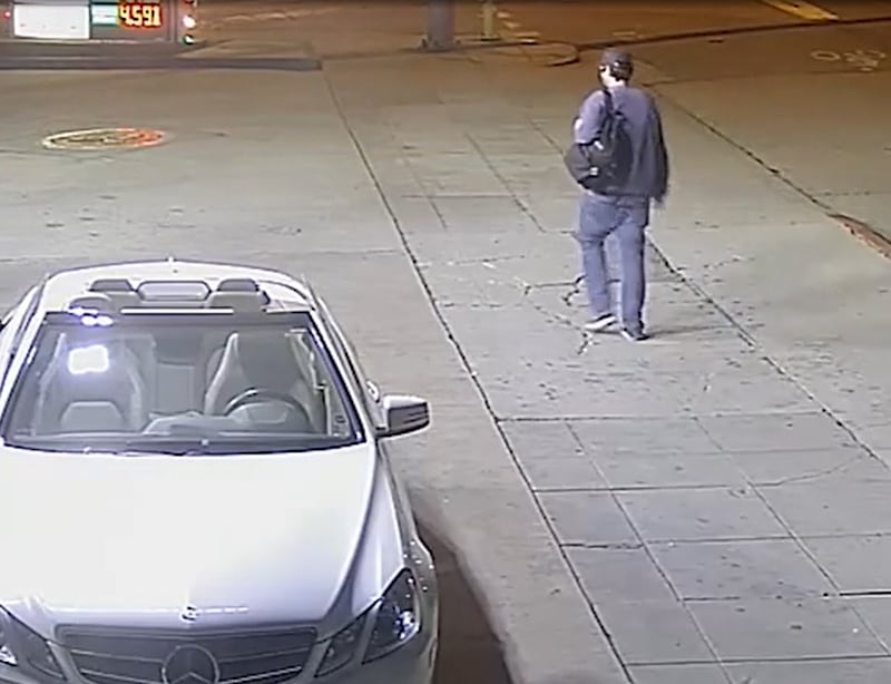 Nick Reiner was spotted walking past a gas station hours before the murders are thought to have taken place.