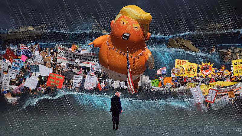 Donald Trump is getting rain and protests for his birthday.