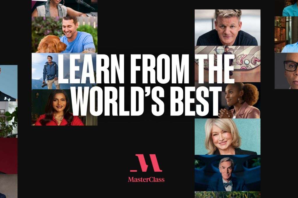 A collage of Masterclass teachers with the words, Learn from The World's Best.