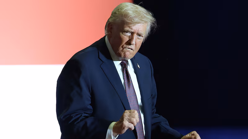ROCKY MOUNT, NORTH CAROLINA - DECEMBER 19: U.S. President Donald Trump dances on stage during a rally at the Rocky Mount Event Center on December 19, 2025 in Rocky Mount, North Carolina. Trump spoke on his plans to lower the cost of staples, including gas and health care, while blaming the Biden administration for the economic challenges inherited by his administration. (Photo by Tasos Katopodis/Getty Images)