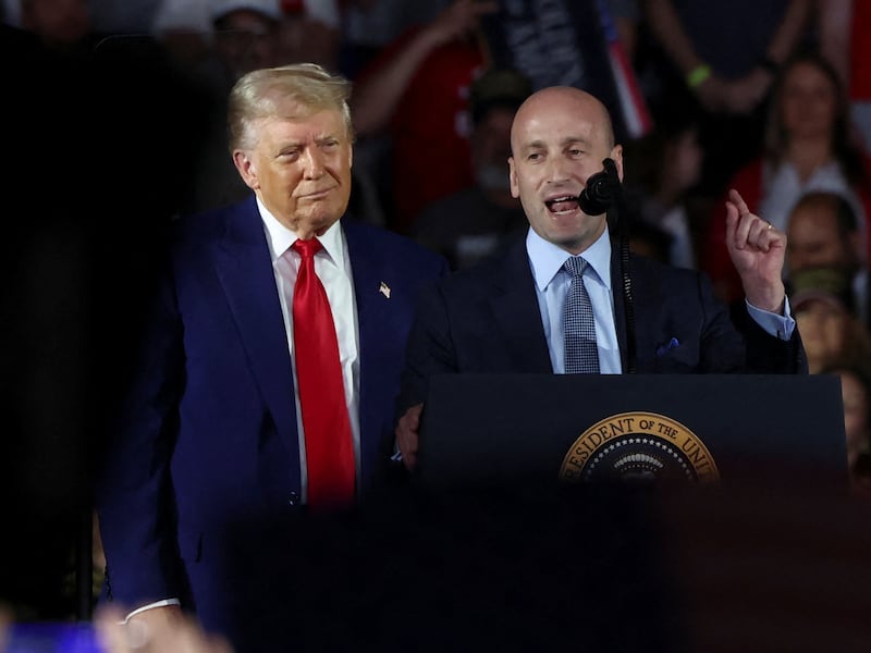 speaks during a rally to mark Trump's 100th day in office, at Macomb Community College in Warren, Michigan, U.S., April 29, 2025. REUTERS/Evelyn Hockstein