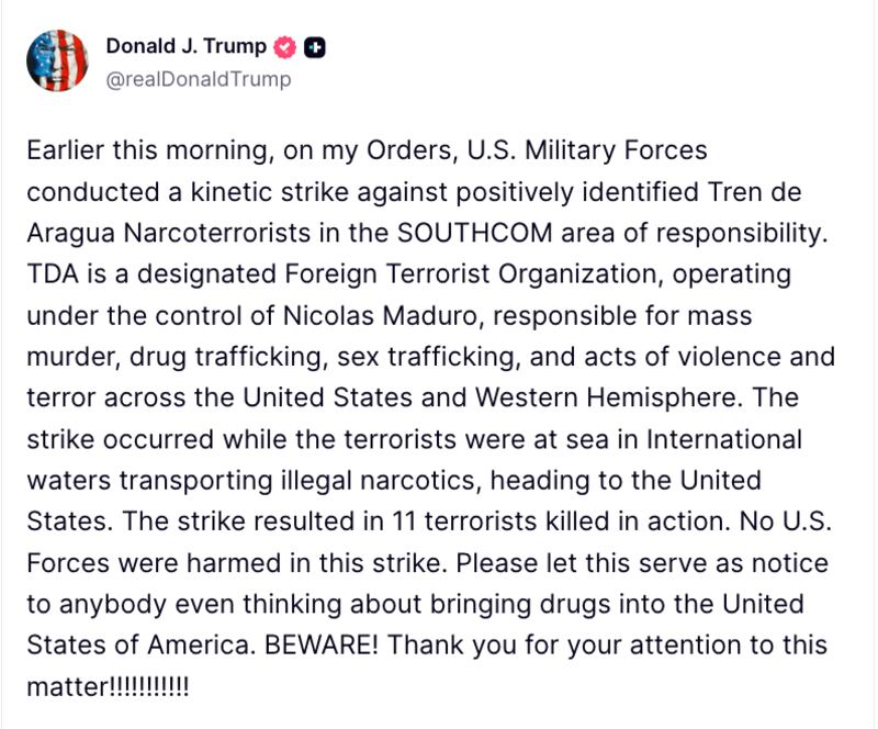 Trump Truth Social post