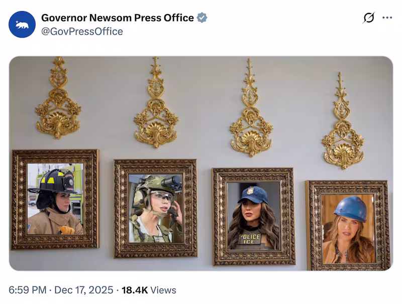 Kristi Noem targeted by Gavin Newsom