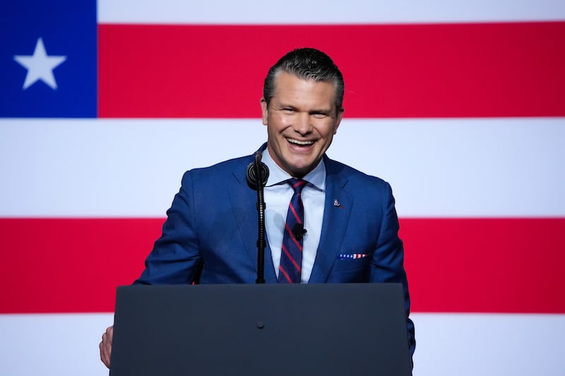 Pete Hegseth speaks to senior military leaders at Marine Corps Base Quantico on September 30, 2025 in Quantico, Virginia.