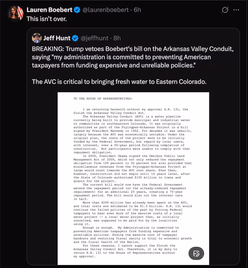 Lauren Boebert warns Trump that she will not let the matter rest.