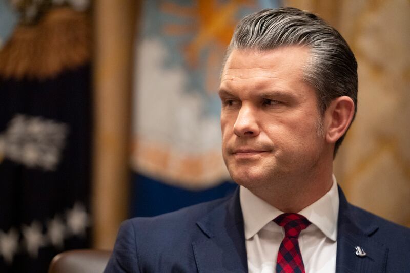 Defense Secretary Pete Hegseth attends a cabinet meeting with President Donald Trump at the White House in Washington, DC on December 2, 2025.