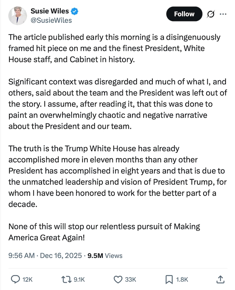 Wiles claimed the Vanity Fair article was a "hit piece," despite its author saying she was enthusiastic about the process.